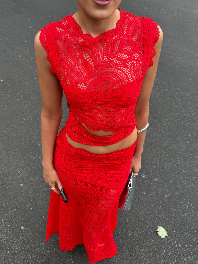 Roselle | Lace Two-Piece Maxi Dress Set