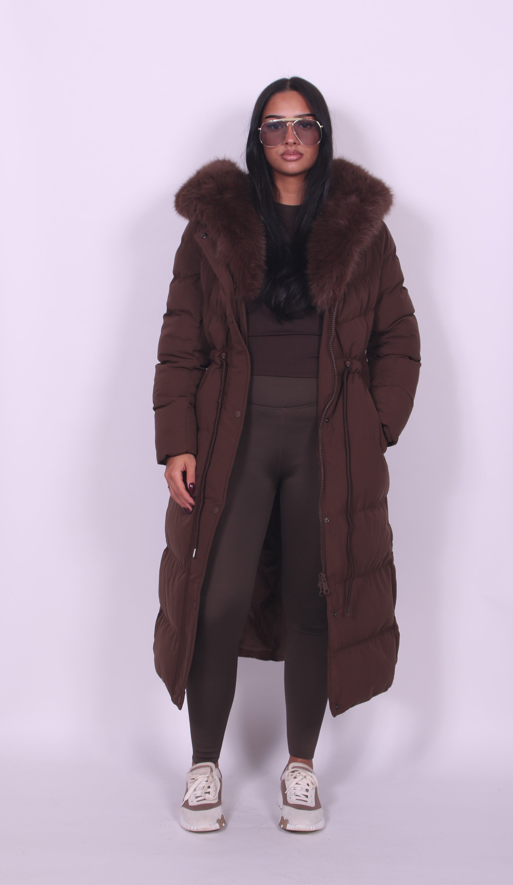 Nalani Faux Fur Hooded Longline Coat
