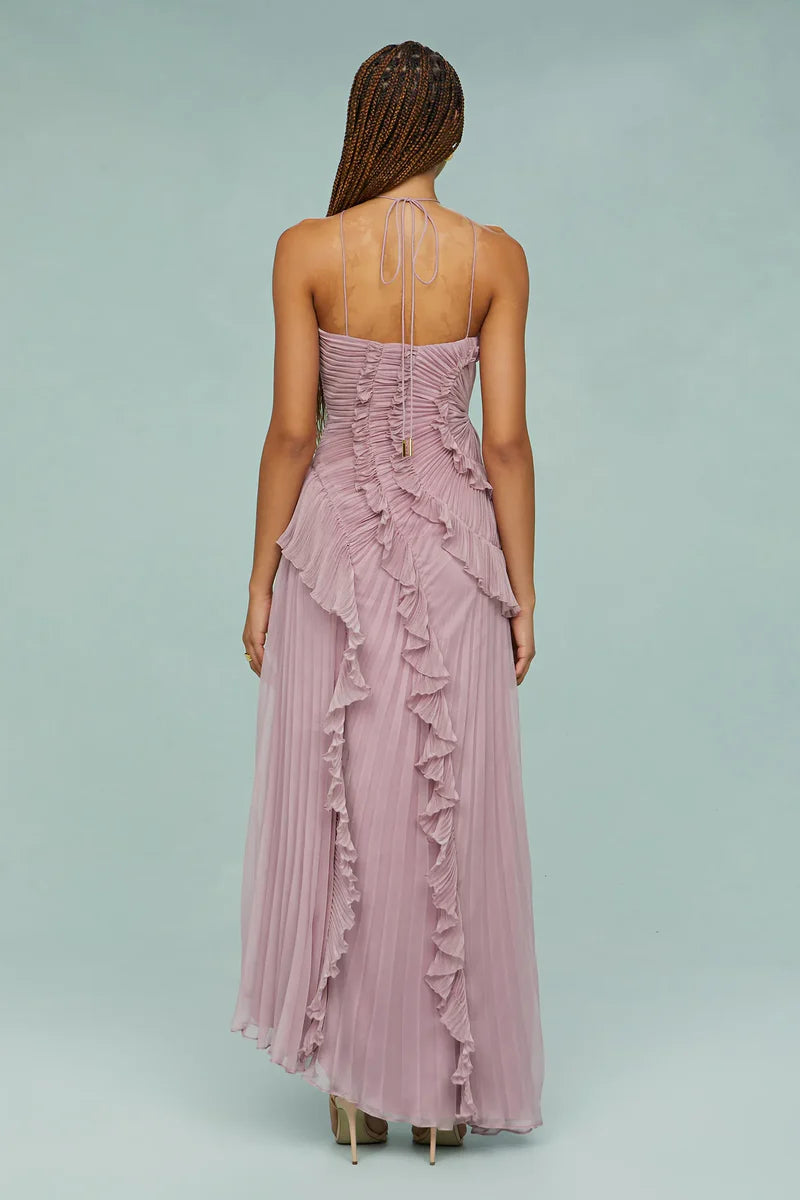 Amelia | Pleated Halter Maxi Dress