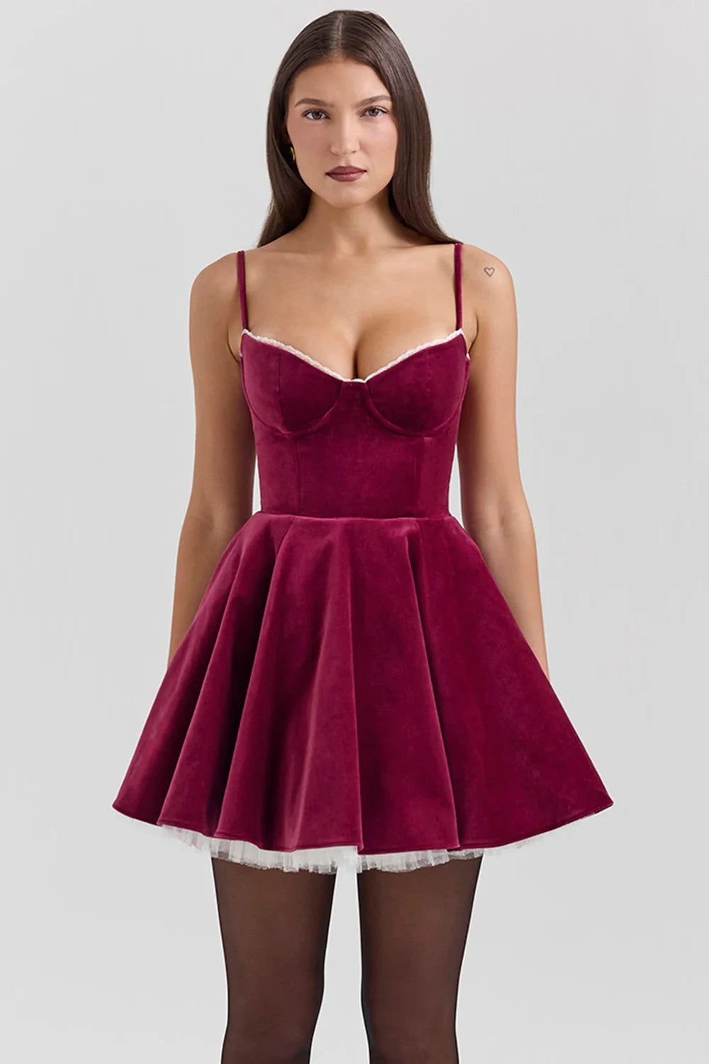 Ella Burgundy Velvet Mini Dress