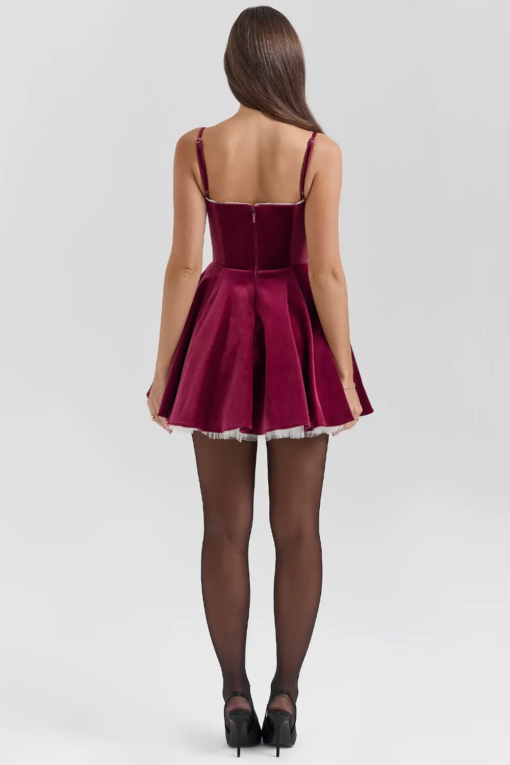 Ella Burgundy Velvet Mini Dress