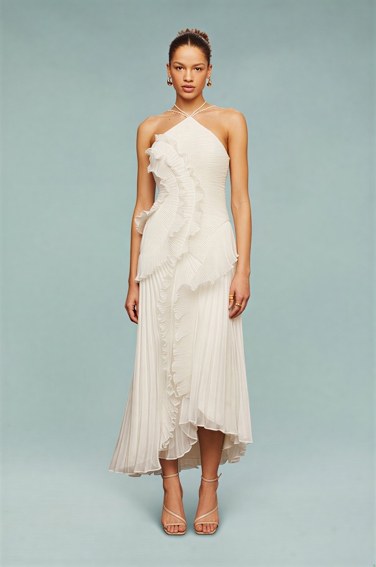 Amelia | Pleated Halter Maxi Dress