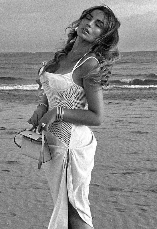 Celestina | Luxe Mesh Cut-Out Evening Dress – White