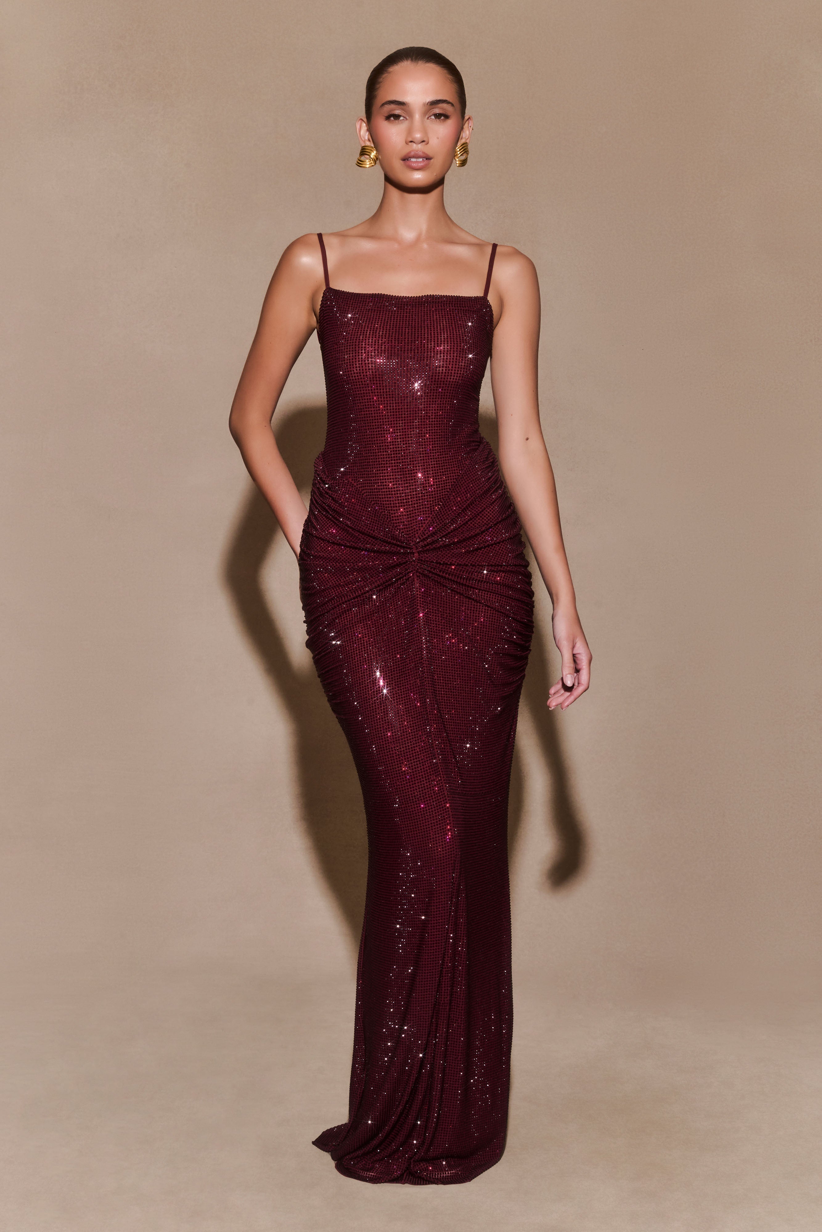 Roisin Satin Diamanté Maxi Dress