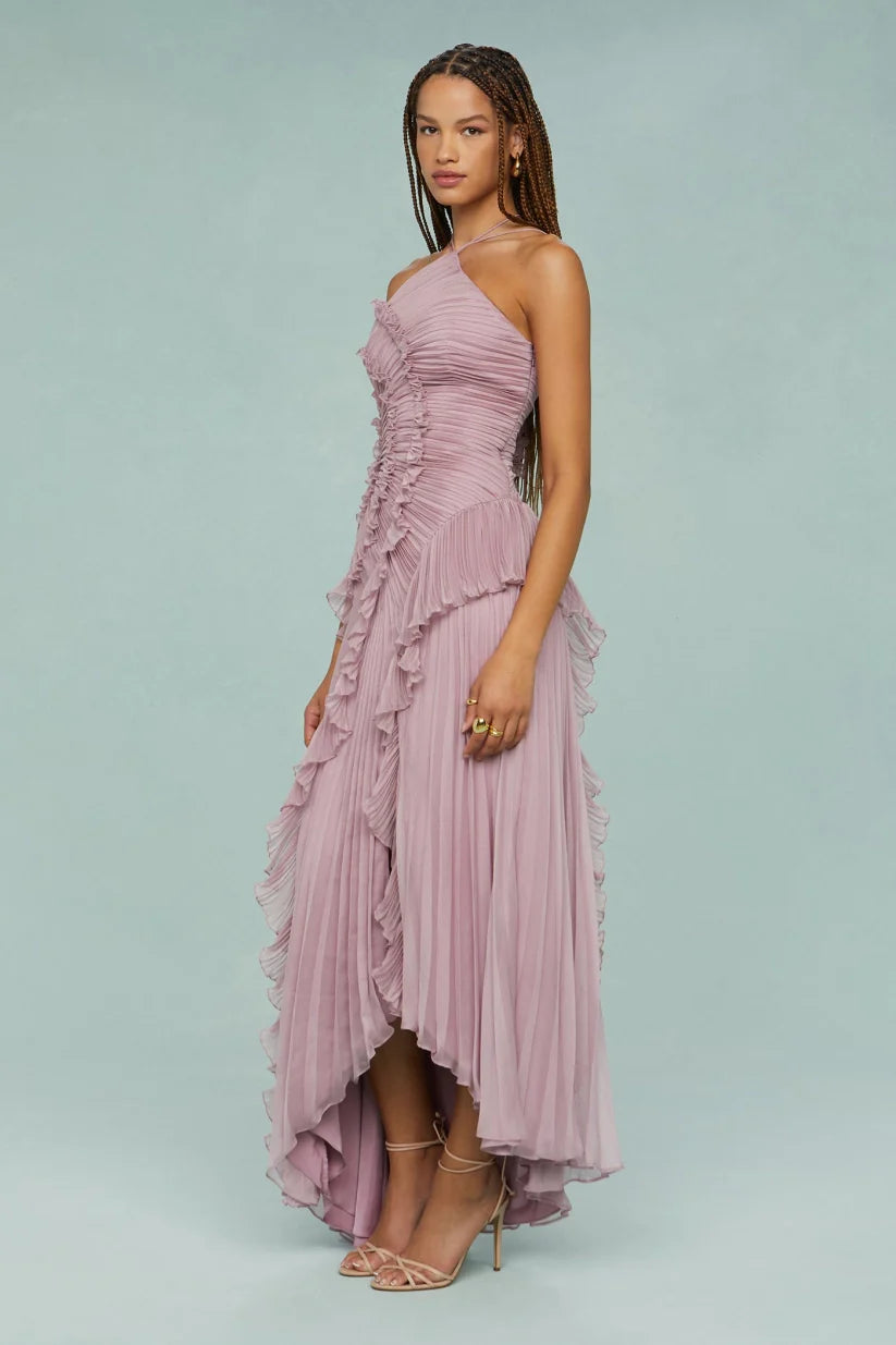 Amelia | Pleated Halter Maxi Dress
