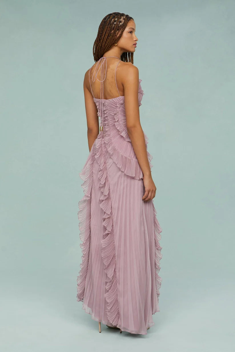 Amelia | Pleated Halter Maxi Dress