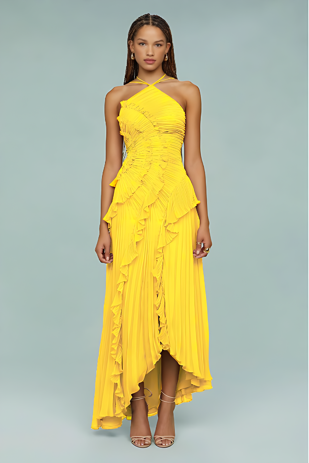 Amelia | Pleated Halter Maxi Dress