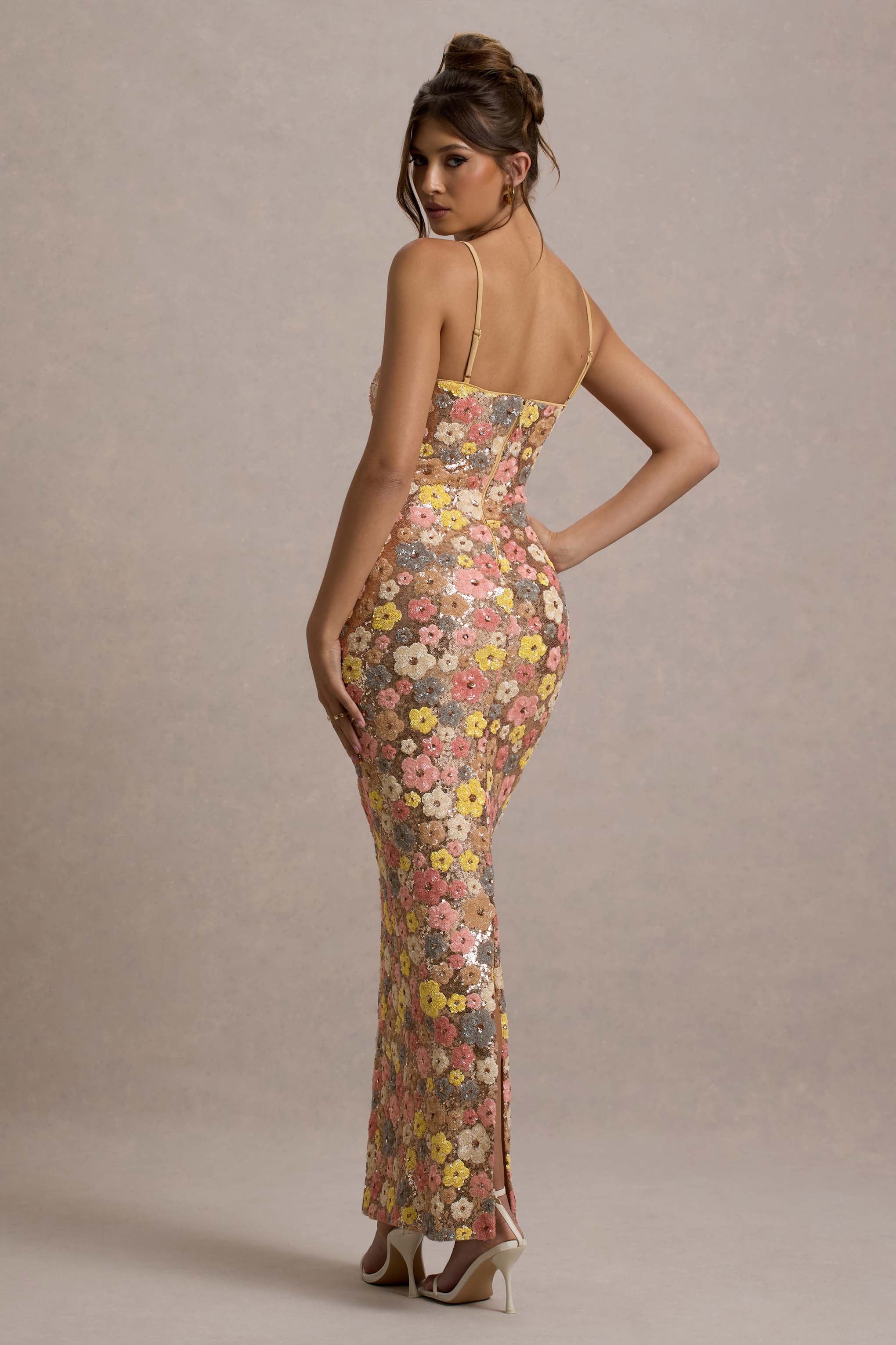 Elara Floral Sequin Maxi Dress
