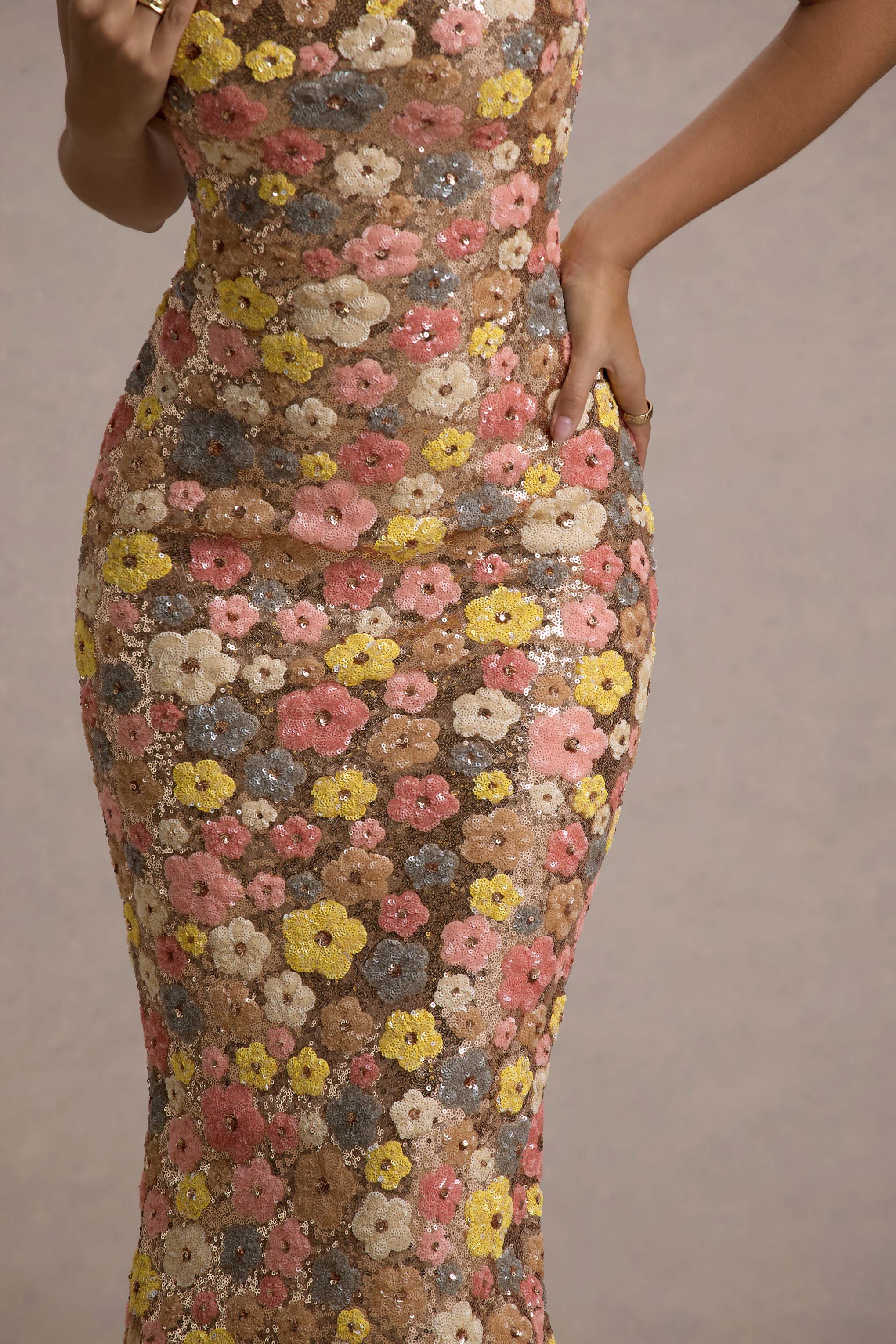 Elara Floral Sequin Maxi Dress